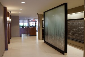 Mail Slots with Cambria stone ledge and Feature Wall